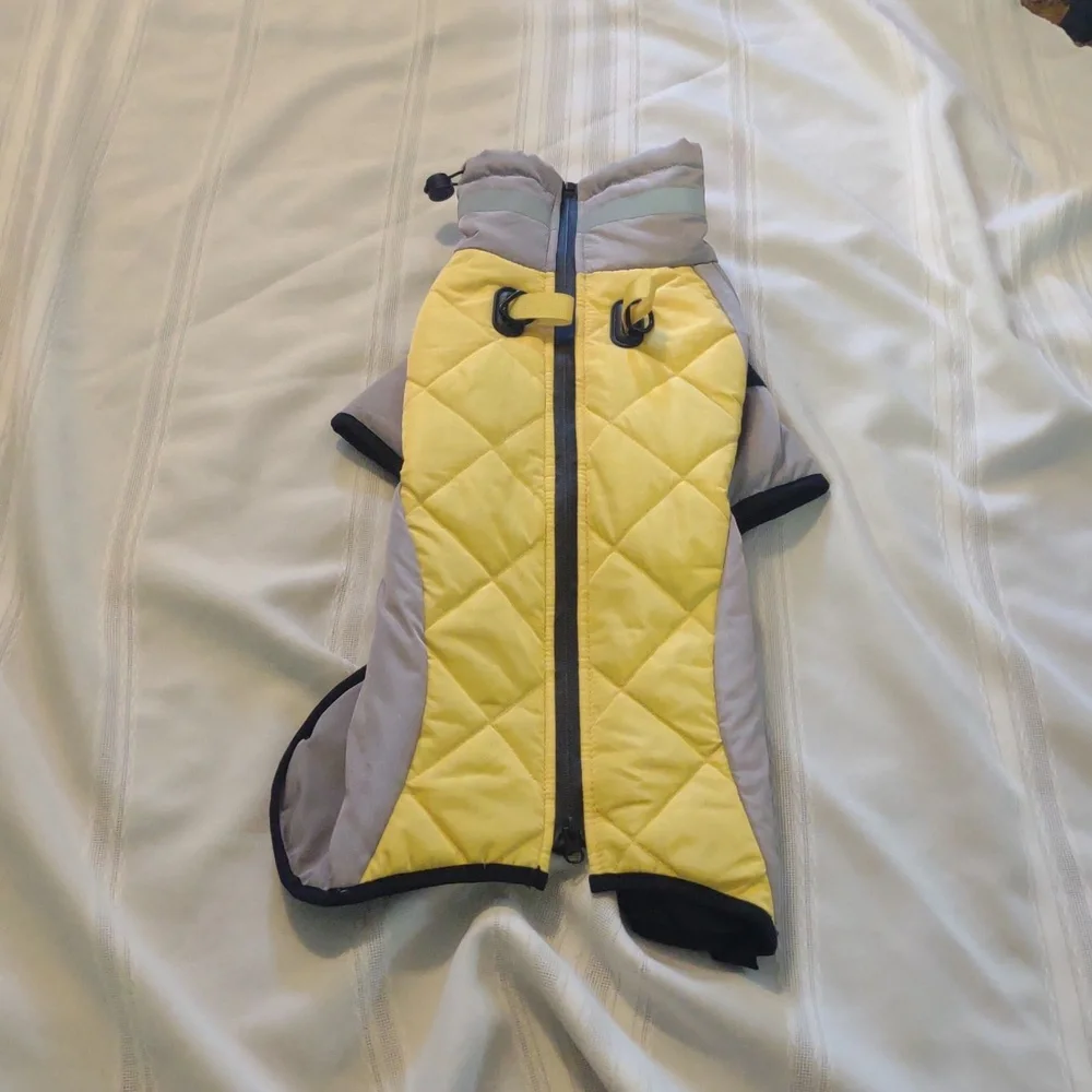 Yellow and Gray Quilted Dog Jacket - Picture 5 of 7